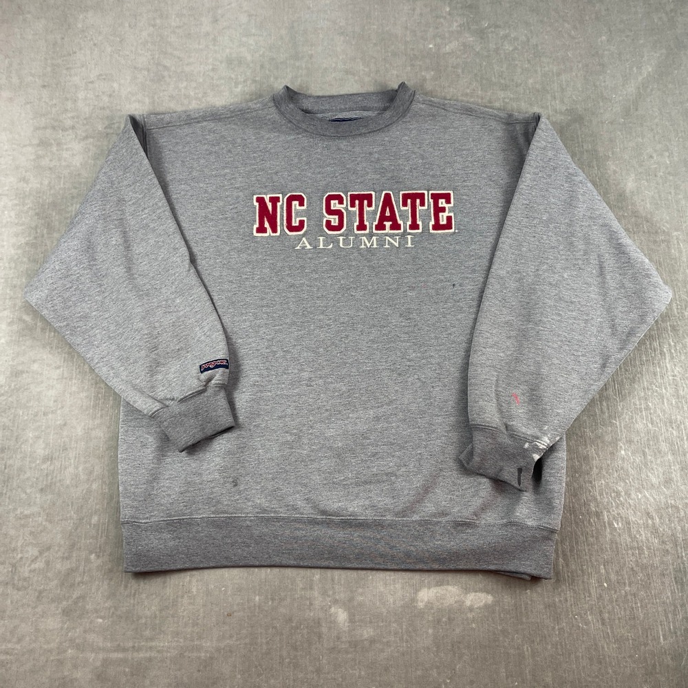 NC State Alumni Men XL Gray Sweatshirt JanSport Embroidered Distressed